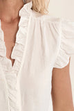 White Ruffle Sleeve Top