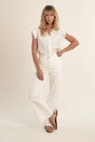 White Ruffle Sleeve Top