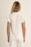 White Ruffle Sleeve Top