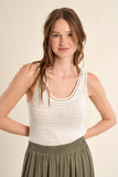 White Crochet Knit Tank Top