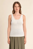 White Crochet Knit Tank Top
