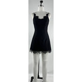 Lace Detail Black Mini Dress