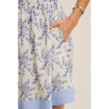 Baby Blue Toile Tie Shoulder Dress