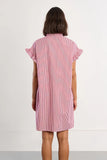 Red & White Stripe Collared Dress