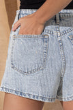 Denim Rhinestone Pinstripe Shorts