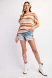 Striped Tan Drawstring Top