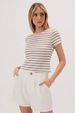 Striped Round Neck Cropped Top