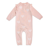 Hearts Jacquard Knit Baby Jumpsuit