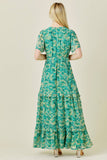 Green Patterned Tiered Maxi