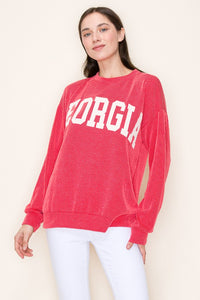 Red Georgia Ribbed Long Sleeve