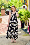 Black & White Floral Embroidered Maxi