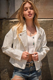 White Crystal Studded Zip Jacket