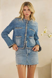 Tweed Trim Denim Jacket