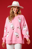 Pink Santa Sequin Long Sleeve