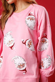 Pink Santa Sequin Long Sleeve