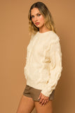 Ivory Fringe Detail Cable Sweater