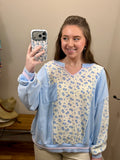 Blue Multi Floral Pocket Long Sleeve