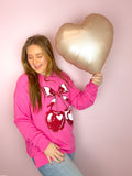 Cherry Heart Pink Long Sleeve Top