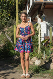 Royal Blue & Pink Cut Out Mini Dress