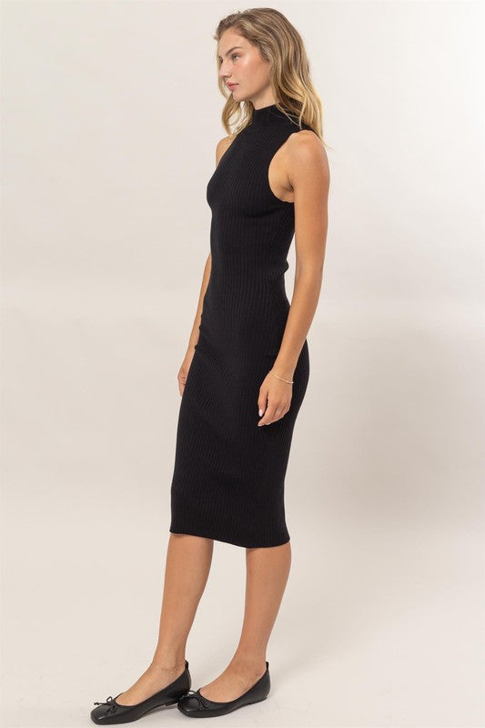 strapless open back dress Black Ribbed Mock Neck Fitted MIdi Dress – Fashion Cupcake