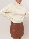 Cream High Neck Inside Out Sweater