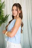 Blue Floral Embroidered Pattern Floral Lace Top