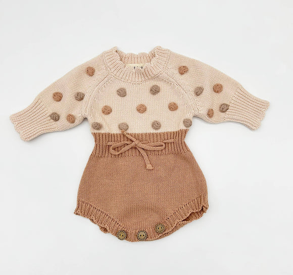 Lottie Dot Knit Romper – Apricot Sunset 18-24 mo