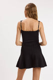 Black Scallop Cut Wide Strap Dress