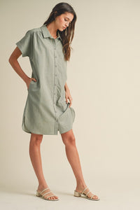 Mint Green Cuff Shirt Dress