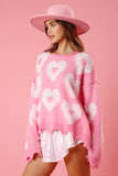 Pink Heart Sweater With Pearls