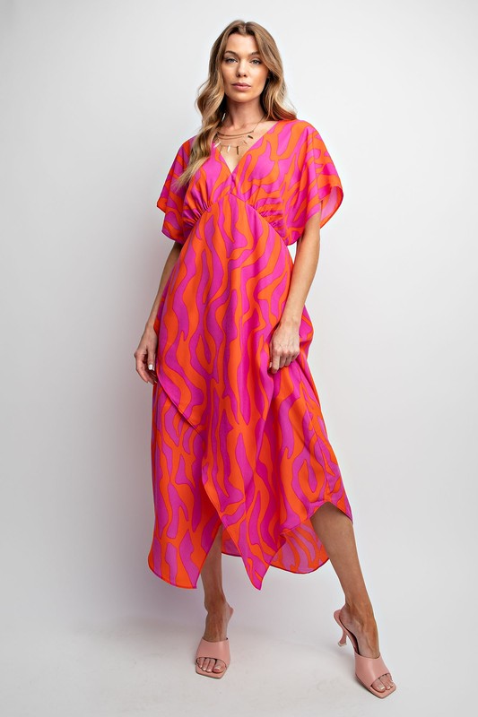 Bright Pink & Orange Flowy Maxi Fashion Cupcake Bright Pink & Orange Flowy Maxi Fashion Cupcake