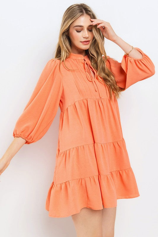 Bright Orange Long Sleeve Dress