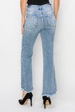 Stretchy Cropped Side Seam Flare Jeans