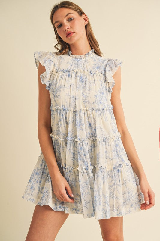 Blue & White Ruffle Babydoll Dress Blue & White Ruffle Babydoll Dress