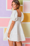 White Sweetheart Neckline Tiered Dress