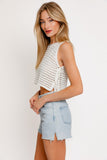 Ivory Cropped Tie Crochet Top