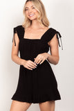 Black Scrunch Shoulder Romper