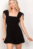 Black Scrunch Shoulder Romper