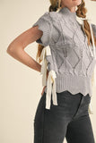 Grey Ribbon Side Poncho Top