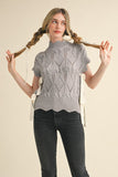 Grey Ribbon Side Poncho Top