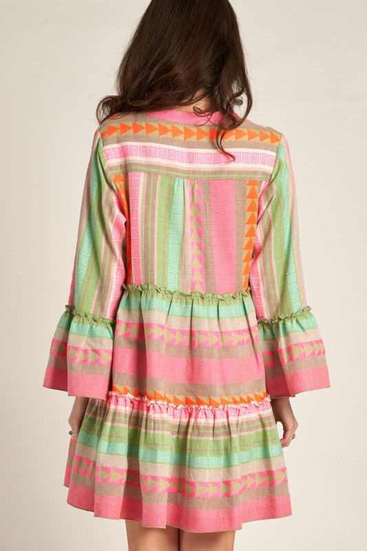 green emerald velvet dress Peach Ruffle With Flower Baby Dress D8063 – Happy Land main image 0