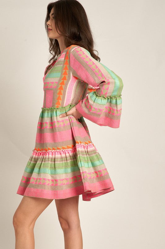 Mint & Peach Embroidered Long Sleeve Dress Fashion Cupcake Mint & Peach Embroidered Long Sleeve Dress Fashion Cupcake