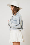 Light Wash Denim Jacket With Pearls