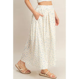 Ivory & Blue Floral Midi Dress Set