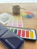 Watercolor Set: 12 Artist Grade Color Tin + Wood Paintbrush
