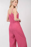 Magenta Ribbed Style Jumpsuit