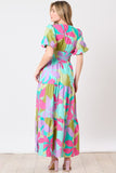 Bright Floral Tiered Midi