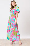 Bright Floral Tiered Midi