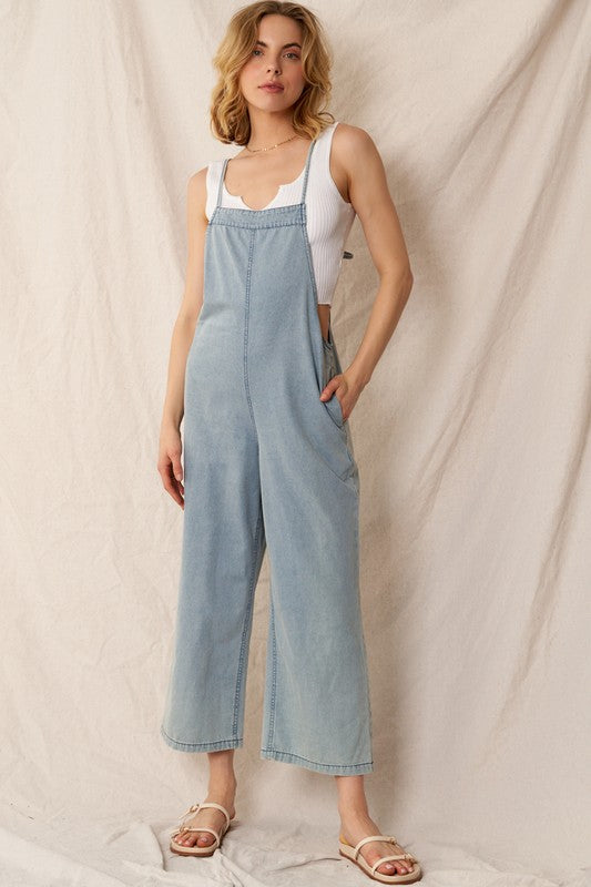 Spaghetti Strap Denim Jumpsuit Fashion Cupcake