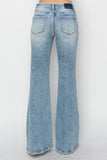 Mid Rise Distressed Flare Jeans